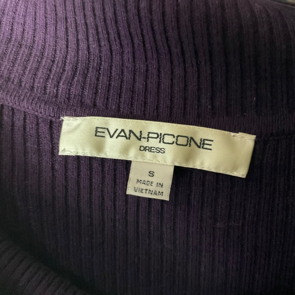 Evan Picone Womens Cowl Neck Sweater‎ Dress Ribbed Knit Purple Size Small - Picture 3 of 5